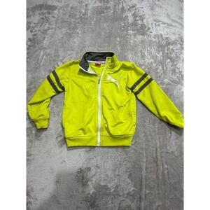 Puma Jacket Boys Size 5 Neon Yellow Full‎ Zip Long Sleeve High Collar
